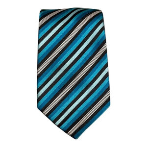 Geoffrey Beene Tie Mens Blue Silk Striped Classic Woven Dress Necktie Formal